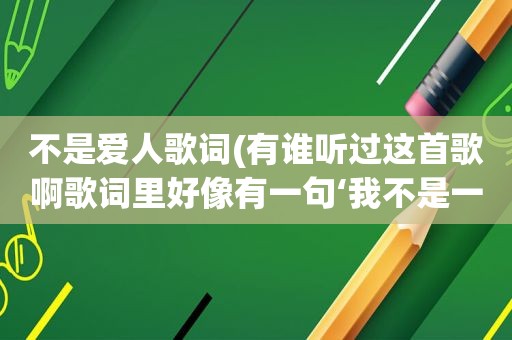 不是爱人歌词(有谁听过这首歌啊歌词里好像有一句‘我不是一个好的爱人。’谢谢)