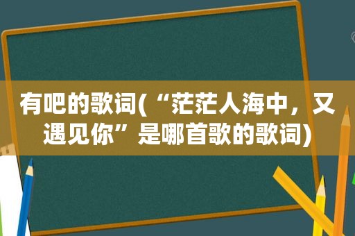 有吧的歌词(“茫茫人海中，又遇见你”是哪首歌的歌词)