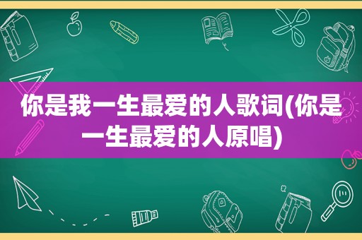 你是我一生最爱的人歌词(你是一生最爱的人原唱)