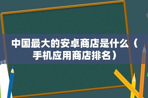 中国最大的安卓商店是什么（手机应用商店排名）