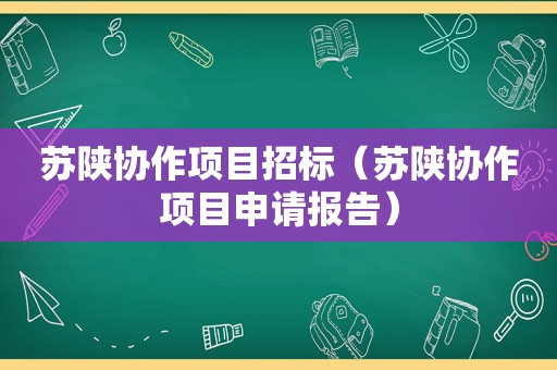 苏陕协作项目招标（苏陕协作项目申请报告）