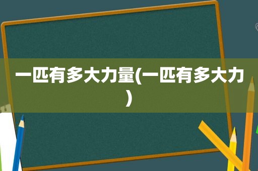 一匹有多大力量(一匹有多大力)