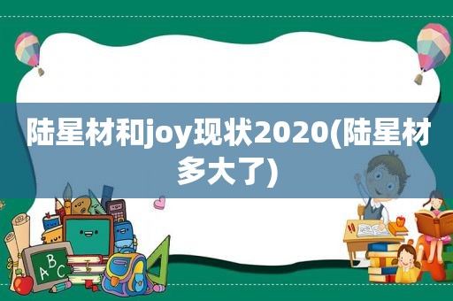 陆星材和joy现状2020(陆星材多大了)