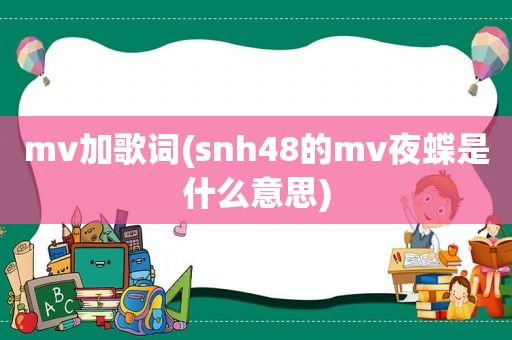 mv加歌词(snh48的mv夜蝶是什么意思)