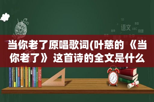 当你老了原唱歌词(叶慈的 《当你老了》 这首诗的全文是什么)