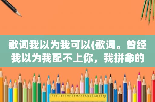 歌词我以为我可以(歌词。曾经我以为我配不上你，我拼命的去努力去追赶，请问歌名是)