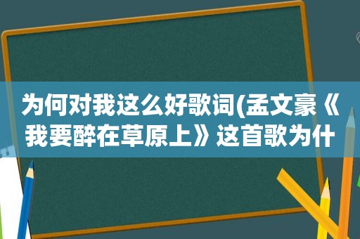 为何对我这么好歌词(孟文豪《我要醉在草原上》这首歌为什么现在这么火哪里有歌词)