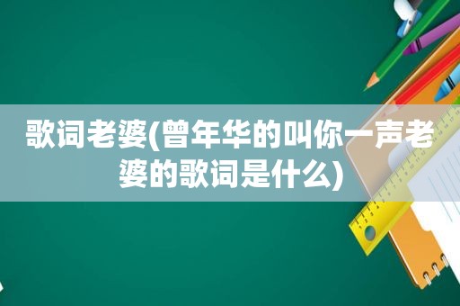 歌词老婆(曾年华的叫你一声老婆的歌词是什么)