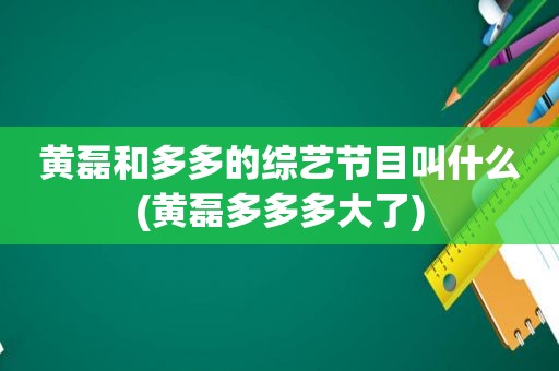 黄磊和多多的综艺节目叫什么(黄磊多多多大了)