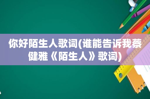 你好陌生人歌词(谁能告诉我蔡健雅《陌生人》歌词)