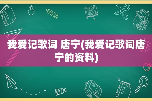 我爱记歌词 唐宁(我爱记歌词唐宁的资料)