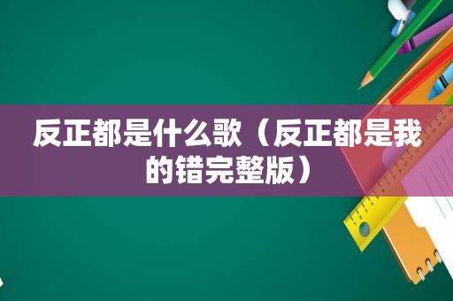 反正都是什么歌（反正都是我的错完整版）