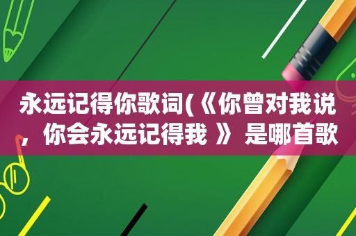 永远记得你歌词(《你曾对我说，你会永远记得我 》 是哪首歌的歌词)