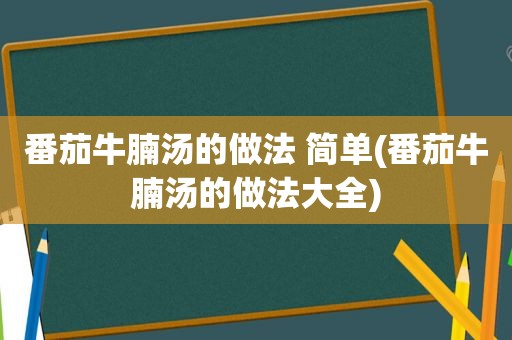 番茄牛腩汤的做法 简单(番茄牛腩汤的做法大全)