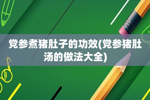 党参煮猪肚子的功效(党参猪肚汤的做法大全)