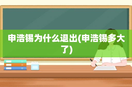 申浩锡为什么退出(申浩锡多大了)