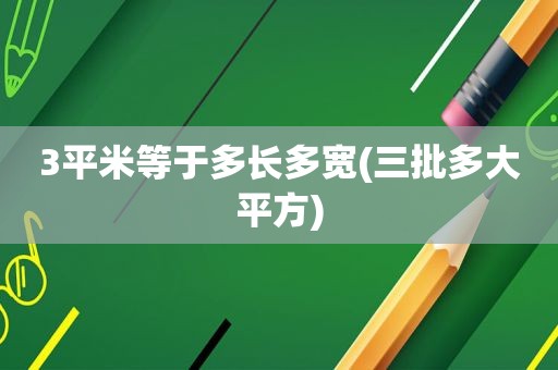 3平米等于多长多宽(三批多大平方)