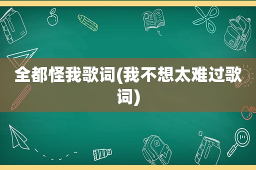 全都怪我歌词(我不想太难过歌词)