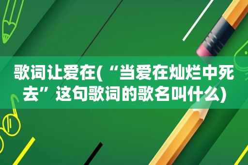 歌词让爱在(“当爱在灿烂中死去”这句歌词的歌名叫什么)