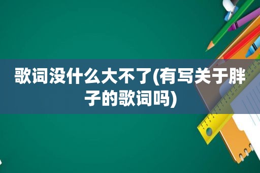 歌词没什么大不了(有写关于胖子的歌词吗)