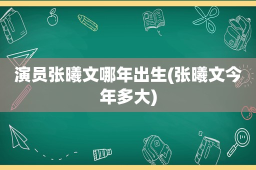 演员张曦文哪年出生(张曦文今年多大)