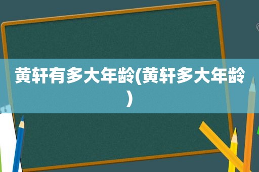 黄轩有多大年龄(黄轩多大年龄)