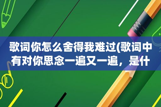 歌词你怎么舍得我难过(歌词中有对你思念一遍又一遍，是什么歌曲)