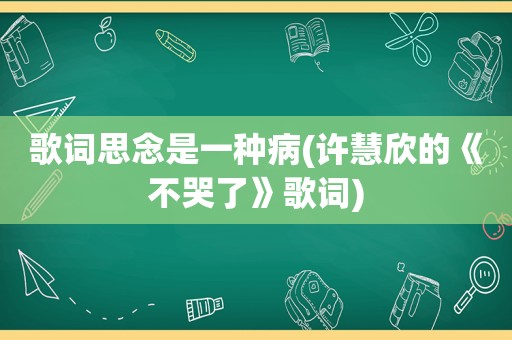 歌词思念是一种病(许慧欣的《不哭了》歌词)