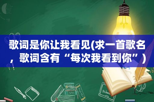 歌词是你让我看见(求一首歌名，歌词含有“每次我看到你”)