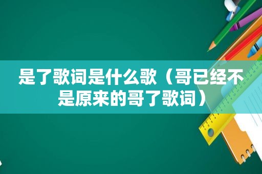 是了歌词是什么歌（哥已经不是原来的哥了歌词）