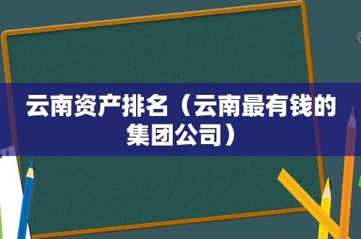 云南资产排名（云南最有钱的集团公司）