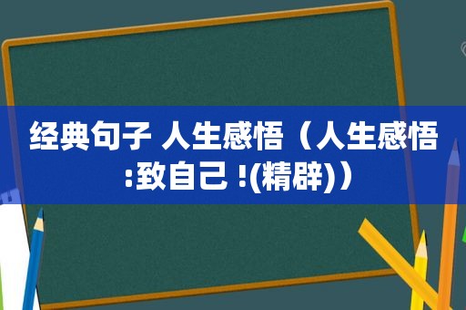 经典句子 人生感悟（人生感悟 :致自己 !(精辟)）