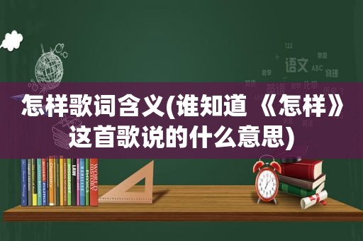 怎样歌词含义(谁知道 《怎样》这首歌说的什么意思)