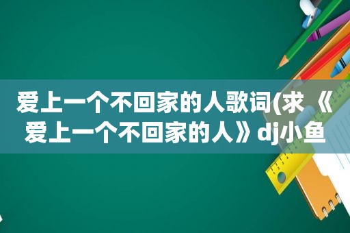 爱上一个不回家的人歌词(求 《爱上一个不回家的人》dj小鱼，歌词)