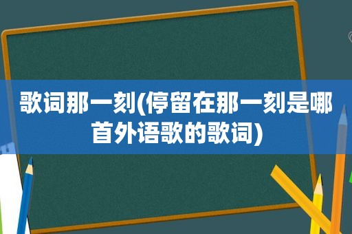 歌词那一刻(停留在那一刻是哪首外语歌的歌词)