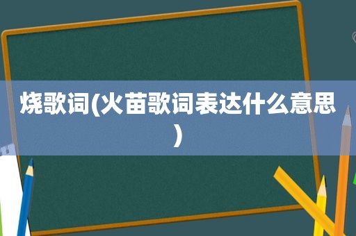 烧歌词(火苗歌词表达什么意思)