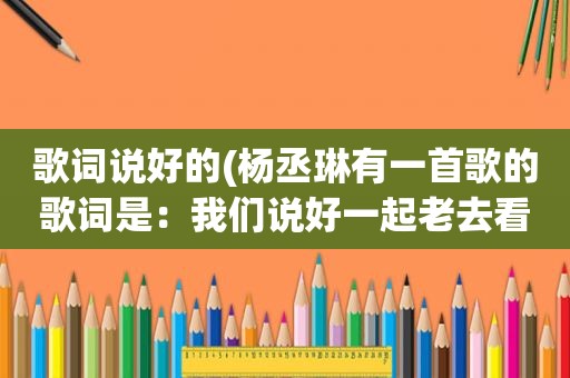 歌词说好的(杨丞琳有一首歌的歌词是：我们说好一起老去看细水长流叫什么歌名)