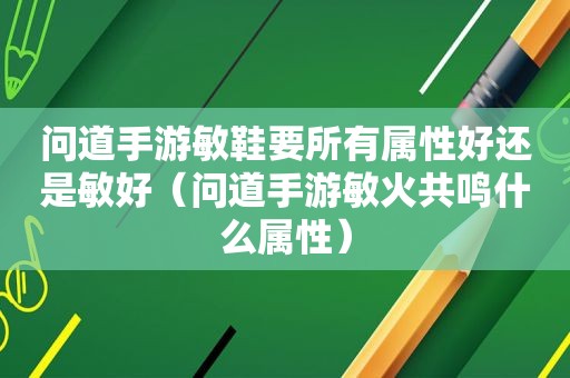 问道手游敏鞋要所有属性好还是敏好（问道手游敏火共鸣什么属性）