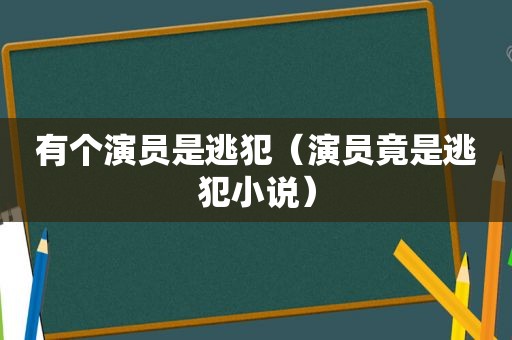 有个演员是逃犯（演员竟是逃犯小说）