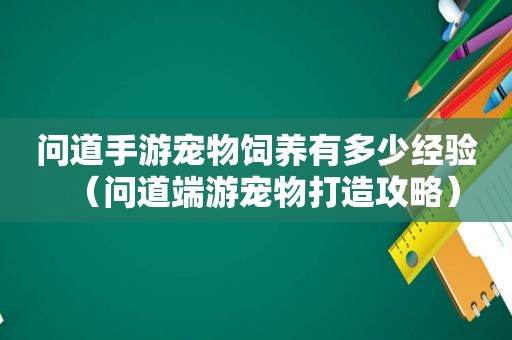 问道手游宠物饲养有多少经验（问道端游宠物打造攻略）