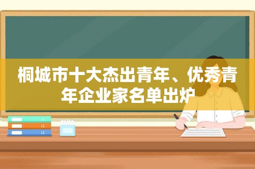 桐城市十大杰出青年、优秀青年企业家名单出炉