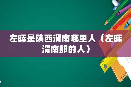 左晖是陕西渭南哪里人（左晖渭南那的人）