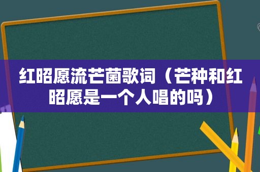 红昭愿流芒菌歌词（芒种和红昭愿是一个人唱的吗）