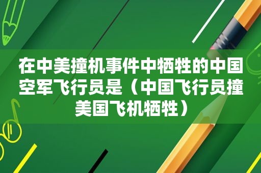 在中美撞机事件中牺牲的中国空军飞行员是（中国飞行员撞美国飞机牺牲）