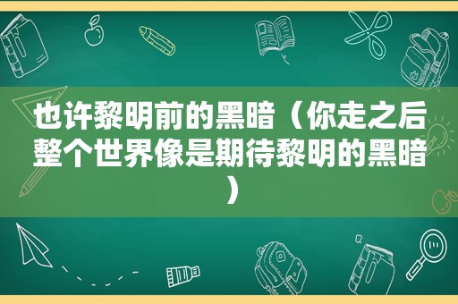 也许黎明前的黑暗（你走之后整个世界像是期待黎明的黑暗）