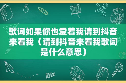 歌词如果你也爱着我请到抖音来看我（请到抖音来看我歌词是什么意思）