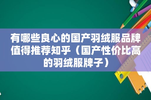 有哪些良心的国产羽绒服品牌值得推荐知乎（国产性价比高的羽绒服牌子）