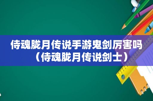 侍魂胧月传说手游鬼剑厉害吗（侍魂胧月传说剑士）