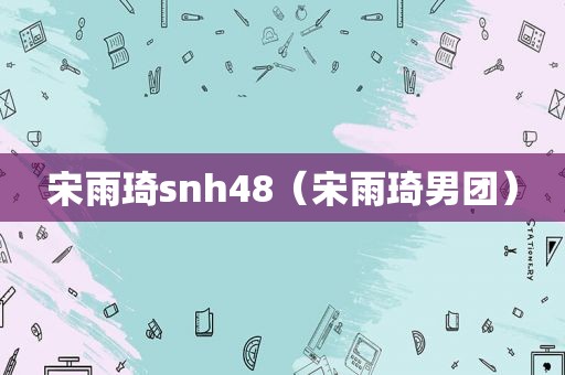 宋雨琦snh48（宋雨琦男团）