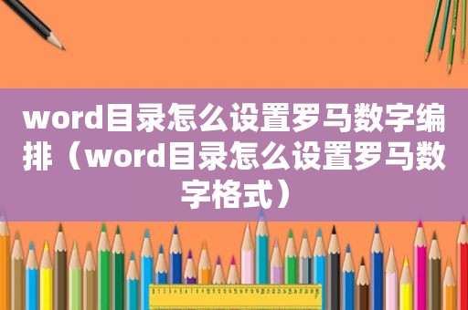 word目录怎么设置罗马数字编排（word目录怎么设置罗马数字格式）